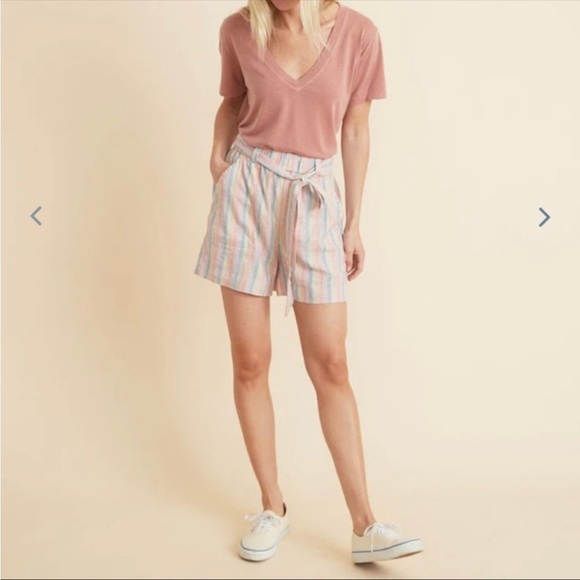 Marine Layer Karleigh Belted Short Rainbow Stripe Size S - Picture 1 of 7